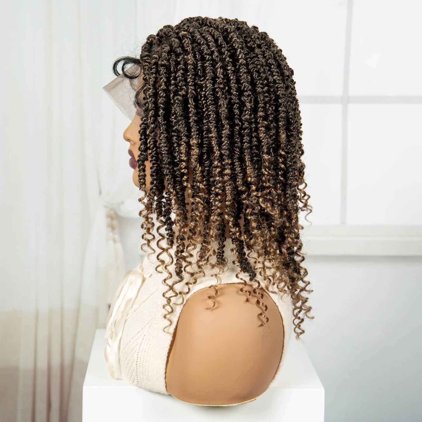 14" Full Lace Twisted Braids Wig with Baby Hair | Natural Looking Synthetic Lace Frontal Braided Wig for Black Women Luxegan