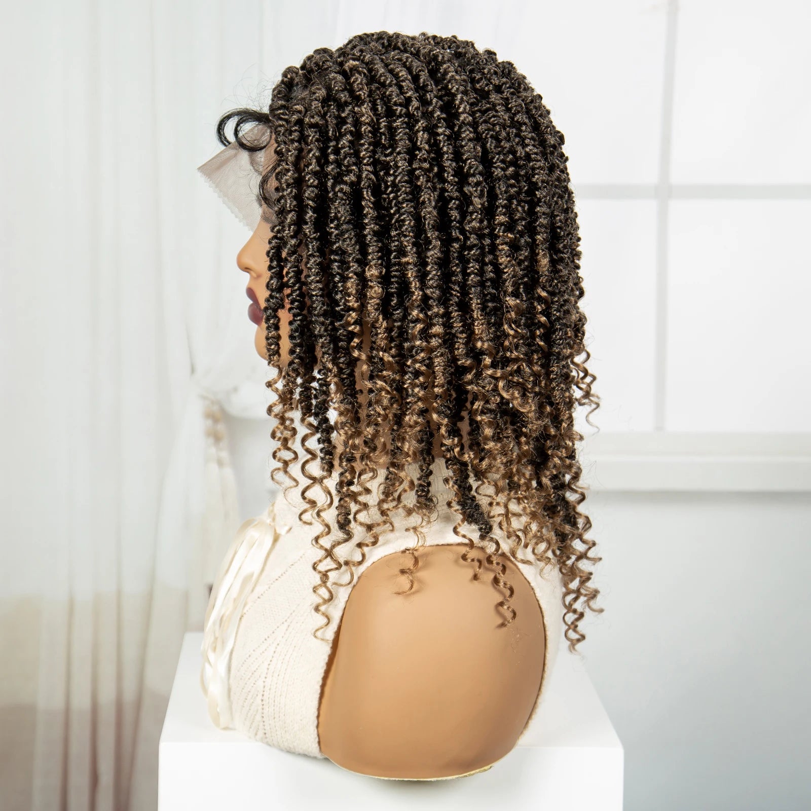 14" Full Lace Twisted Braids Wig with Baby Hair | Natural Looking Synthetic Lace Frontal Braided Wig for Black Women Luxegan