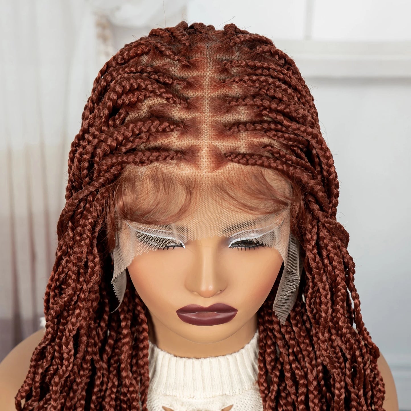 36" Long 613 Blonde Knotless Box Braids Wig | Full Lace Frontal Twist Luxegan