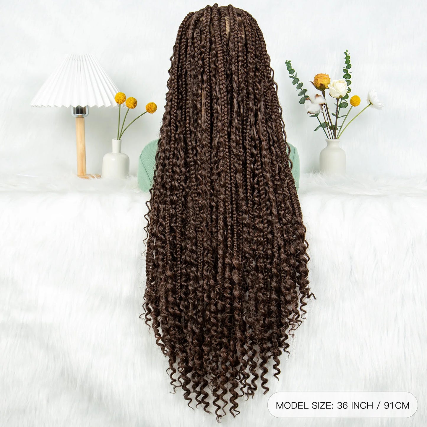 KIMA Box Braids Synthetic Wigs Full Lace  Dreadloks Braided Wigs Knotless Goddess Boho Braided Wigs Hair for Black Women