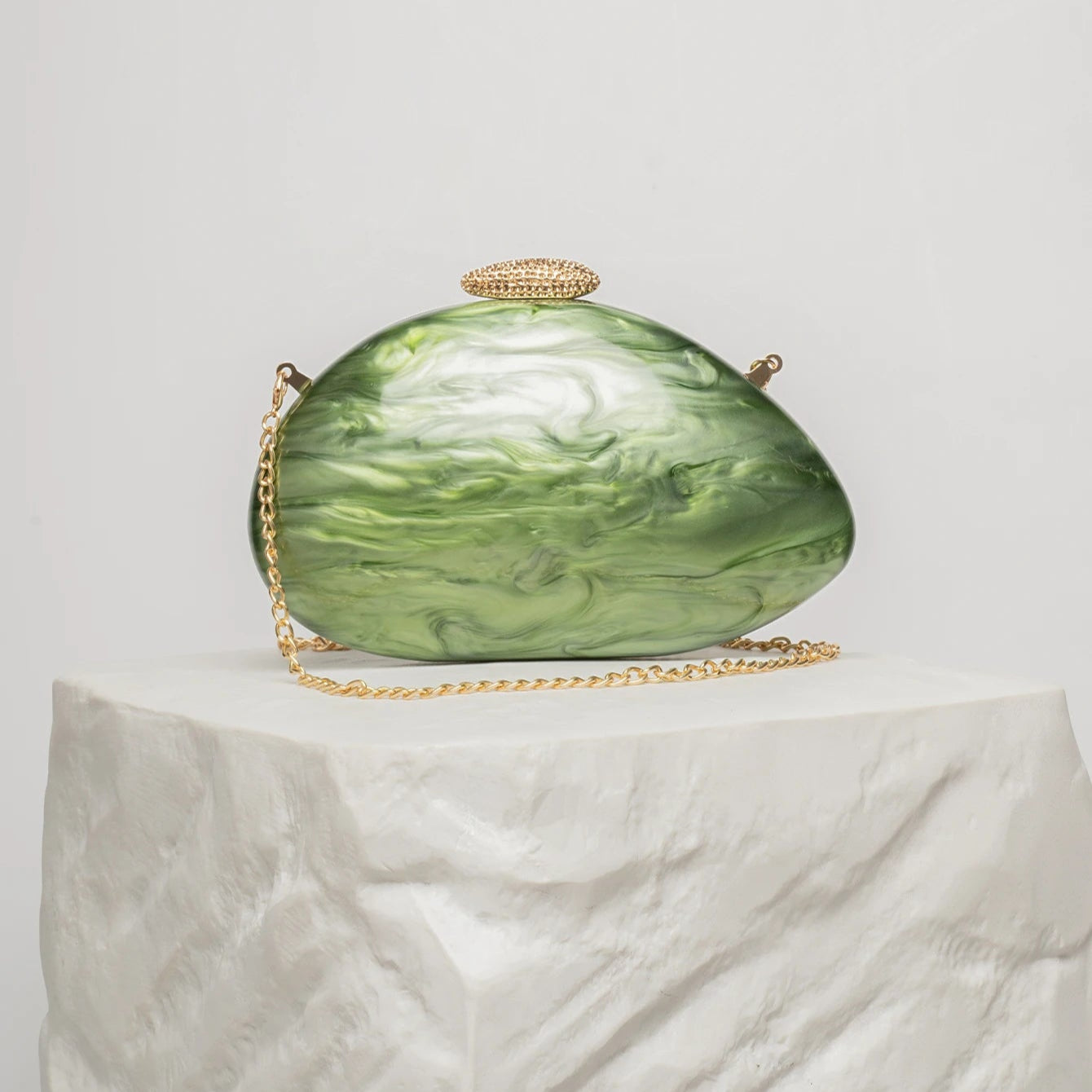 Marble Pattern Acrylic Shell Bag | Fashion Wedding & Evening Clutch Luxegan