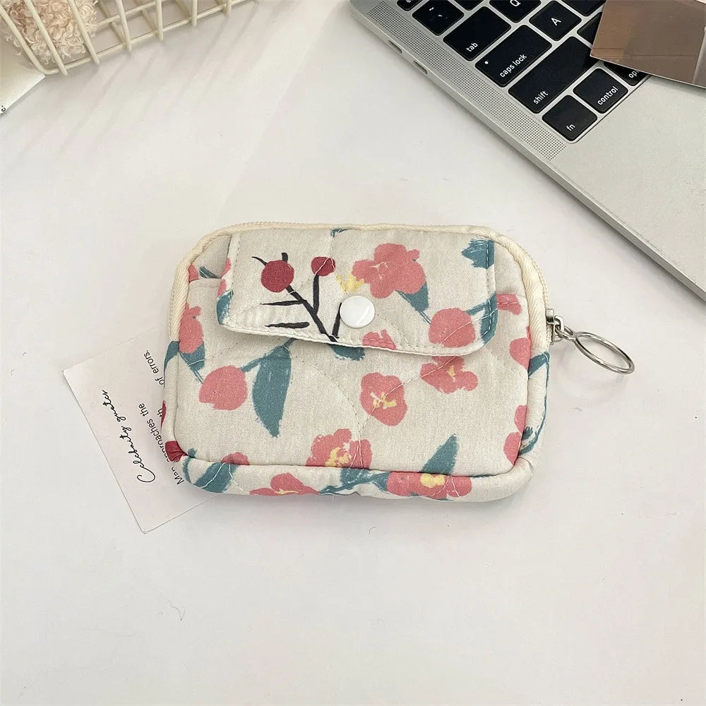 Kawaii Floral Coin Purse | Multifunctional Small Zipper Bag Luxegan