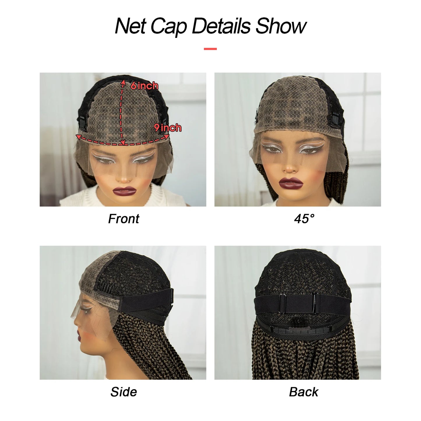 36" Ombre Knotless Braids Wig | 1B/27 | 9x6 Lace Front | Baby Hair Luxegan