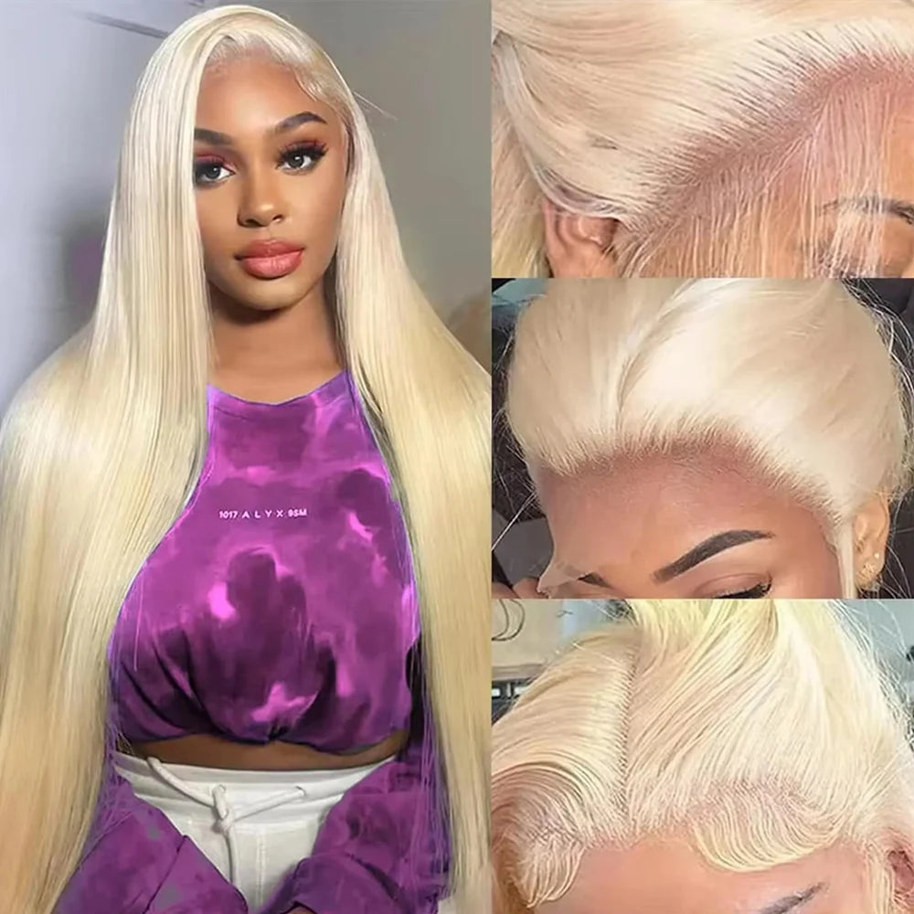 HD Transparent 613 Blonde Lace Front Wig | Bone Straight Brazilian Remy Hair | 200% Density
