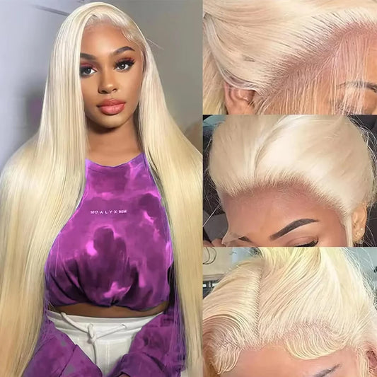 HD Transparent 613 Blonde Lace Front Wig | Bone Straight Brazilian Remy Hair | 200% Density