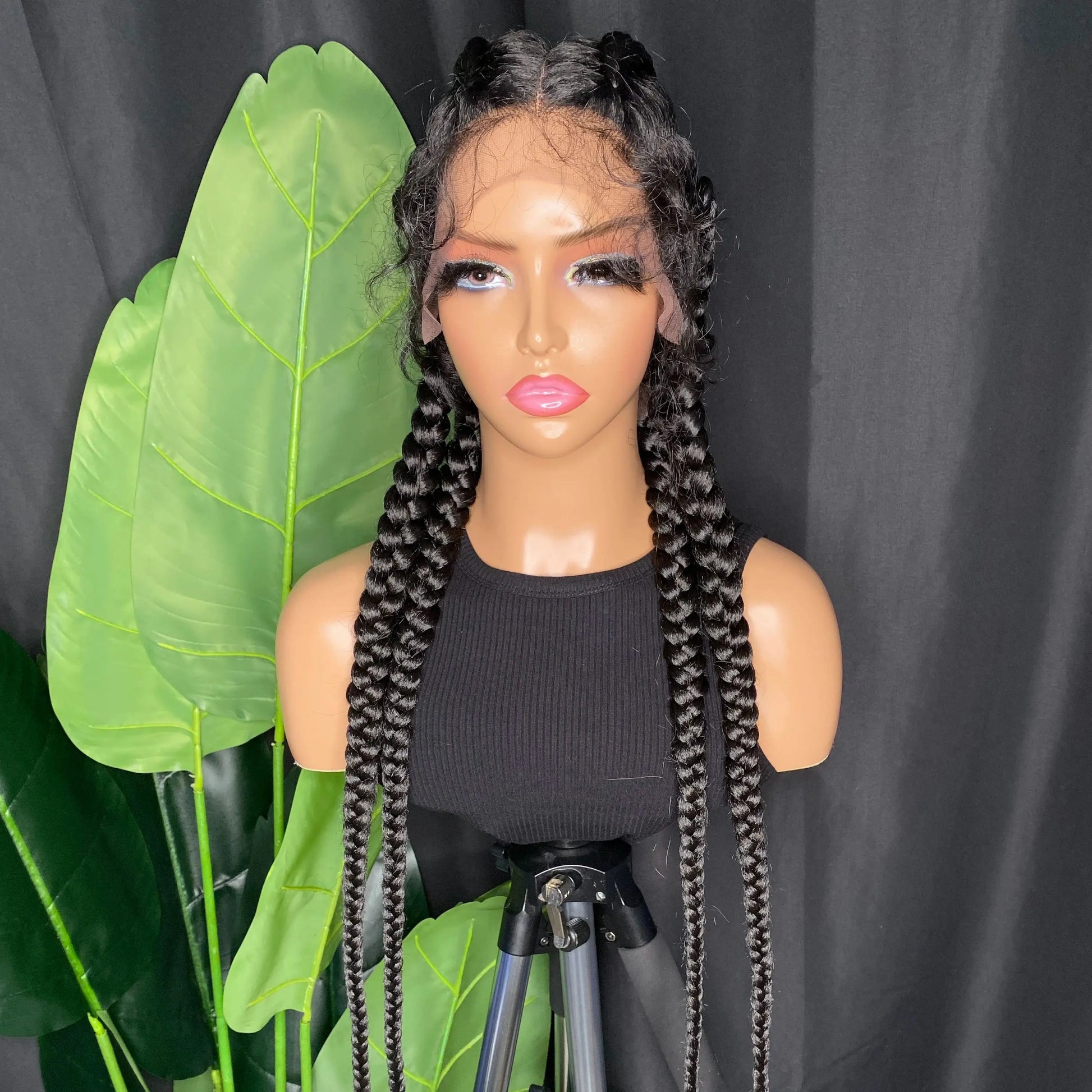 34" Blonde 4x Braids Wig | Double Dutch Cornrows & Twist Braids | Baby Hair | Synthetic Luxegan