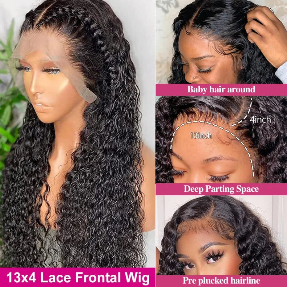 32-36 Inch Deep Wave Lace Front Wig | Brazilian Remy Human Hair | 180% Density