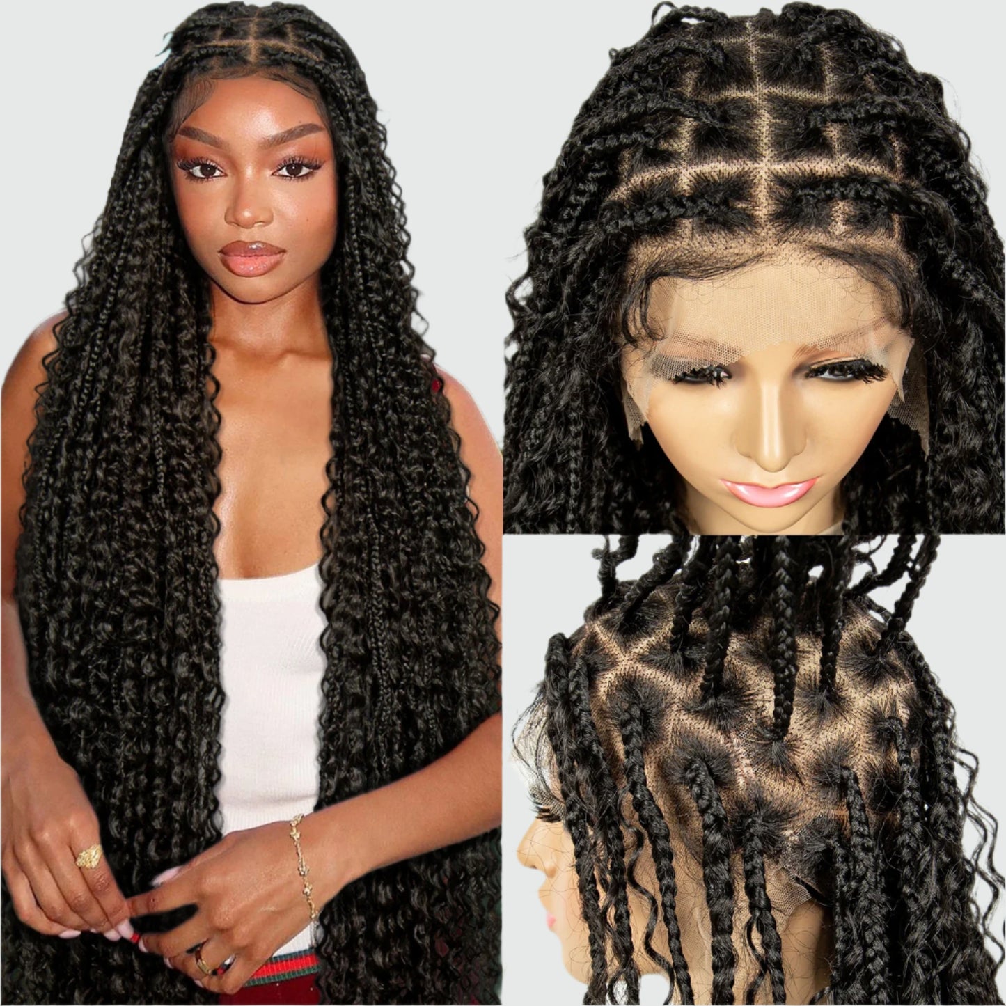 40" Goddess Braids Wig | Boho Knotless Box Braids | Full Lace | Baby Hair | Synthetic Hair | Black Women