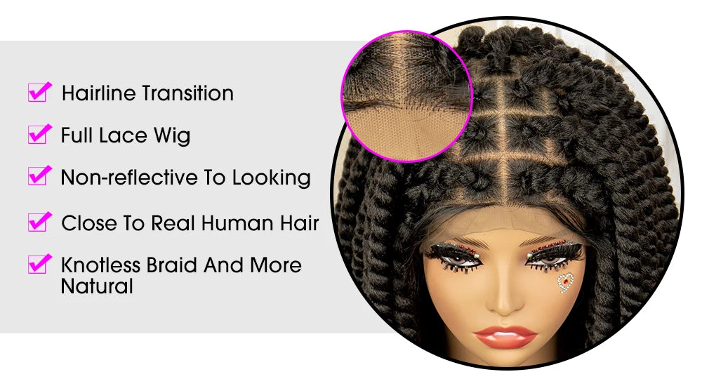 16 Inch Brown Twisted Braided Bob Wig | Full Lace | Kanekalon Fiber | For Black Women - Luxegan