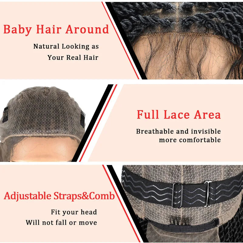 Goddess Faux Locs & Senegalese Twist Lace Front Wig | Box Braids | Full Lace Frontal | Synthetic Braids Luxegan
