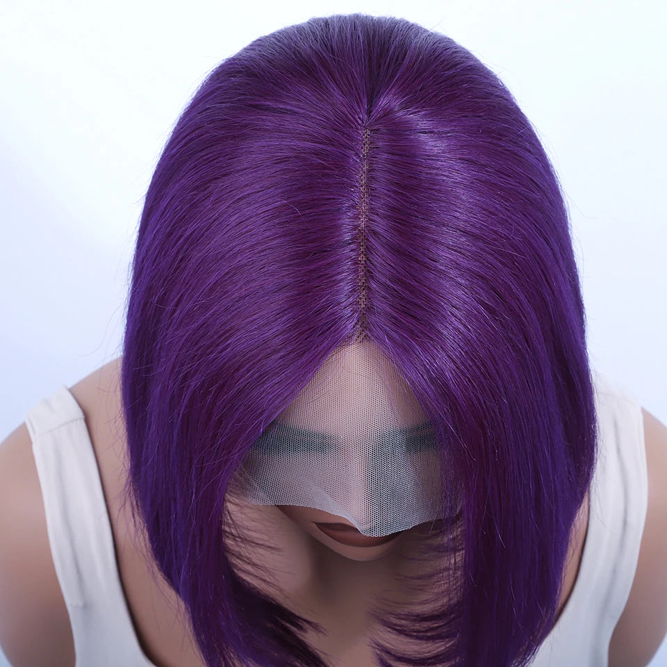 Rebecca Purple Bob Wig | 13x5x1 Transparent Lace Front Human Hair Luxegan