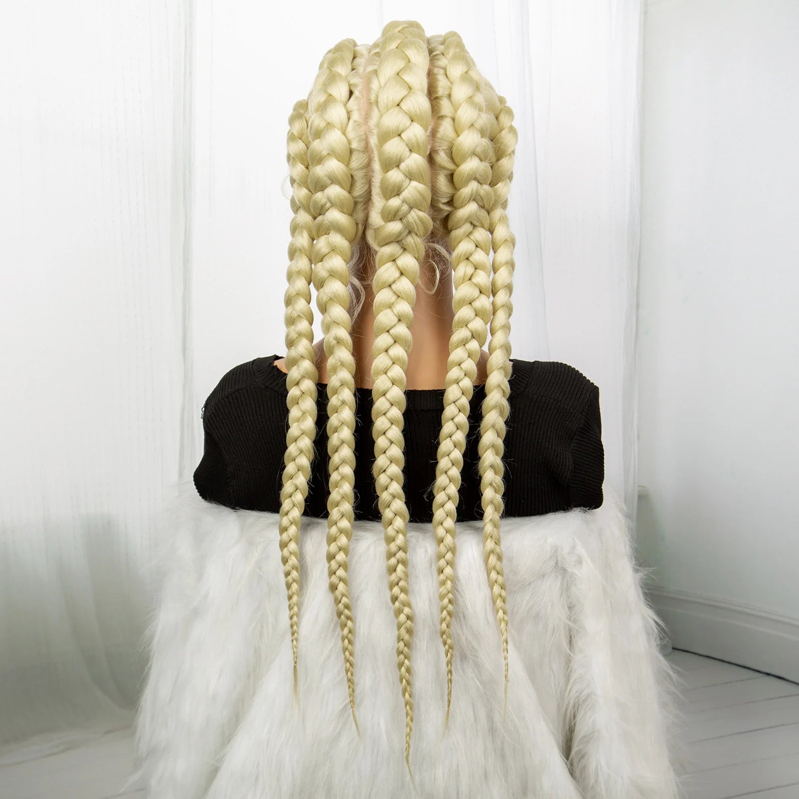 Blonde 613 Knotless Box Braids Wig | 24" Lace Front Cornrows & Baby Hair Luxegan