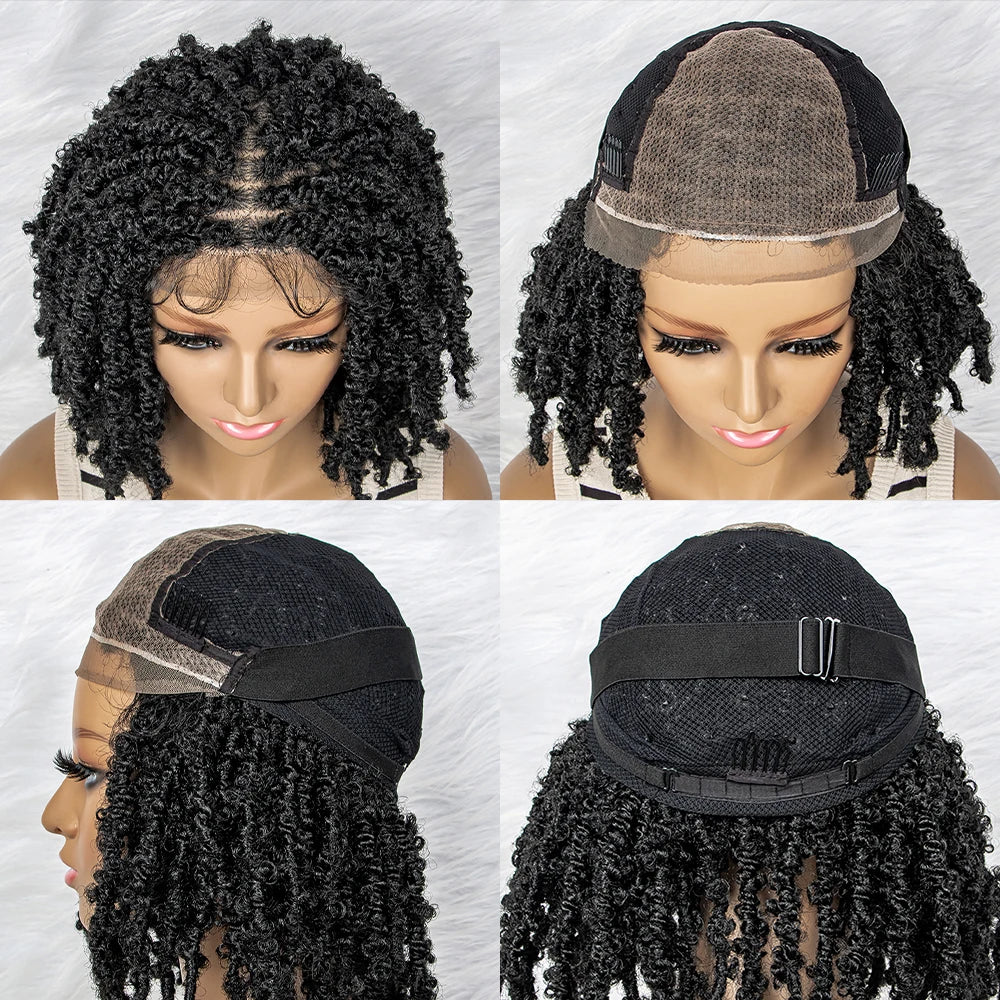 14 Inch Box Braids Wig | 9x6 Lace Frontal | Curly Ends