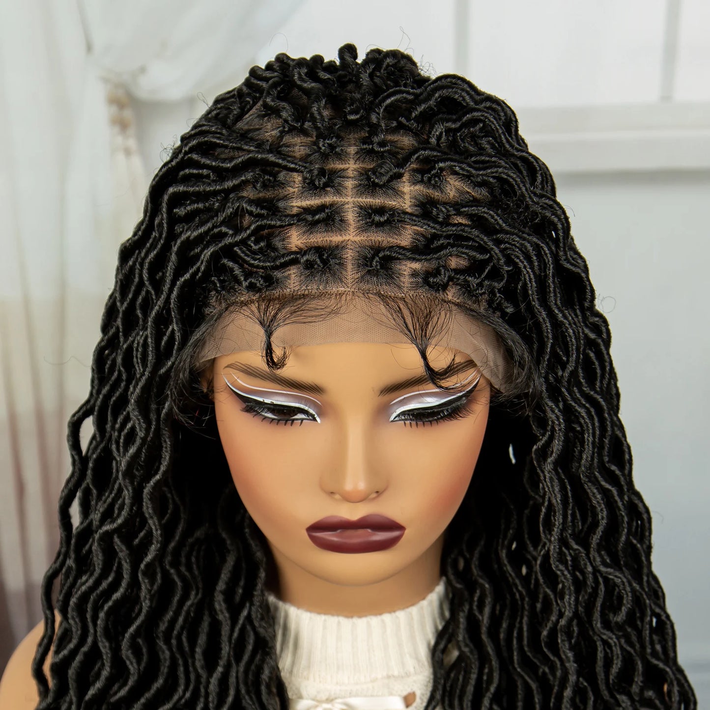 32" Water Wave Dreadlocks & Knotless Braids Wig | Lace Front | Baby Hair Luxegan