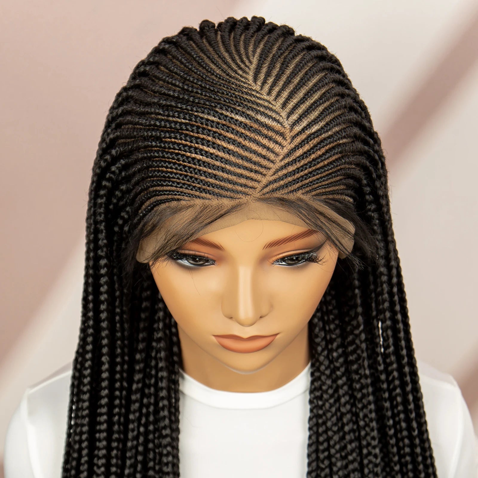 360 Lace Box Braided Wig | Cornrow Braids | Kanekalon Synthetic Hair | Natural Baby Hair