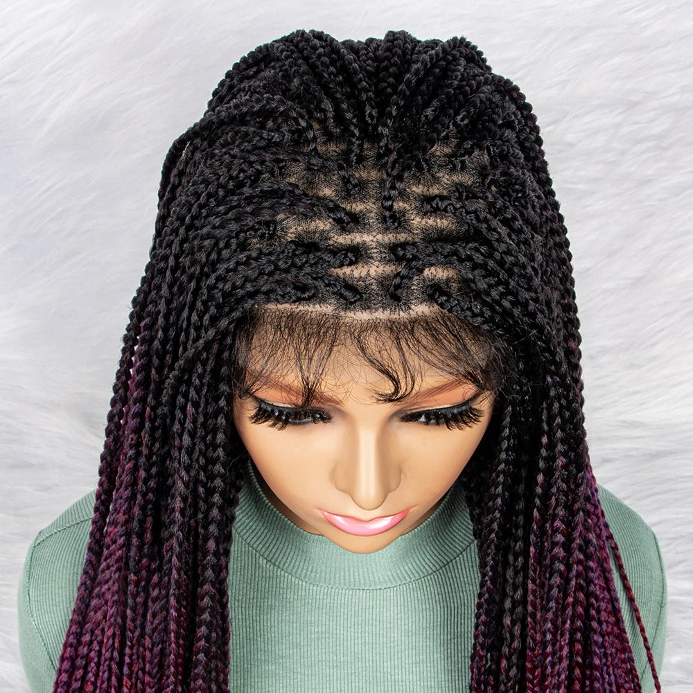 Gradient Water Wave Knotless Box Braids Wig | 9x6 Lace Front | Baby Hair Luxegan