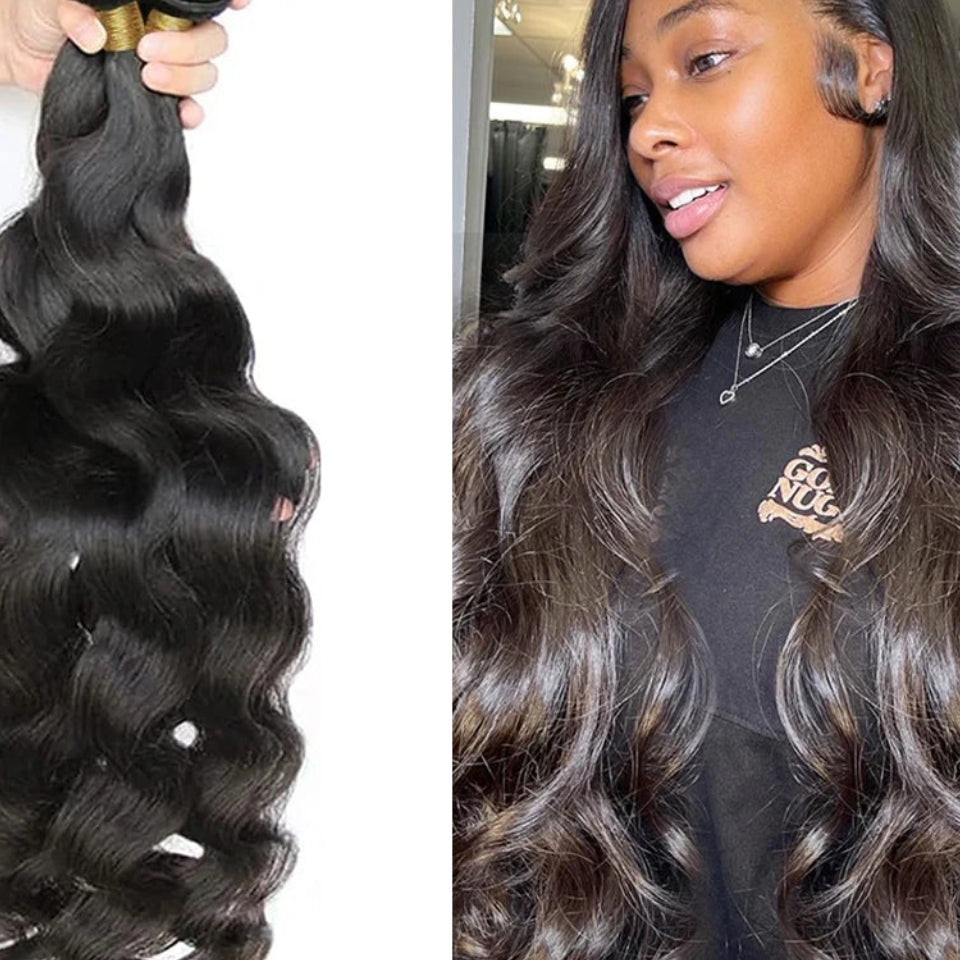 Brazilian Body Wave Remy Hair Bundles | 1-3 Pcs 10"-32" Human Hair Extensions Luxegan