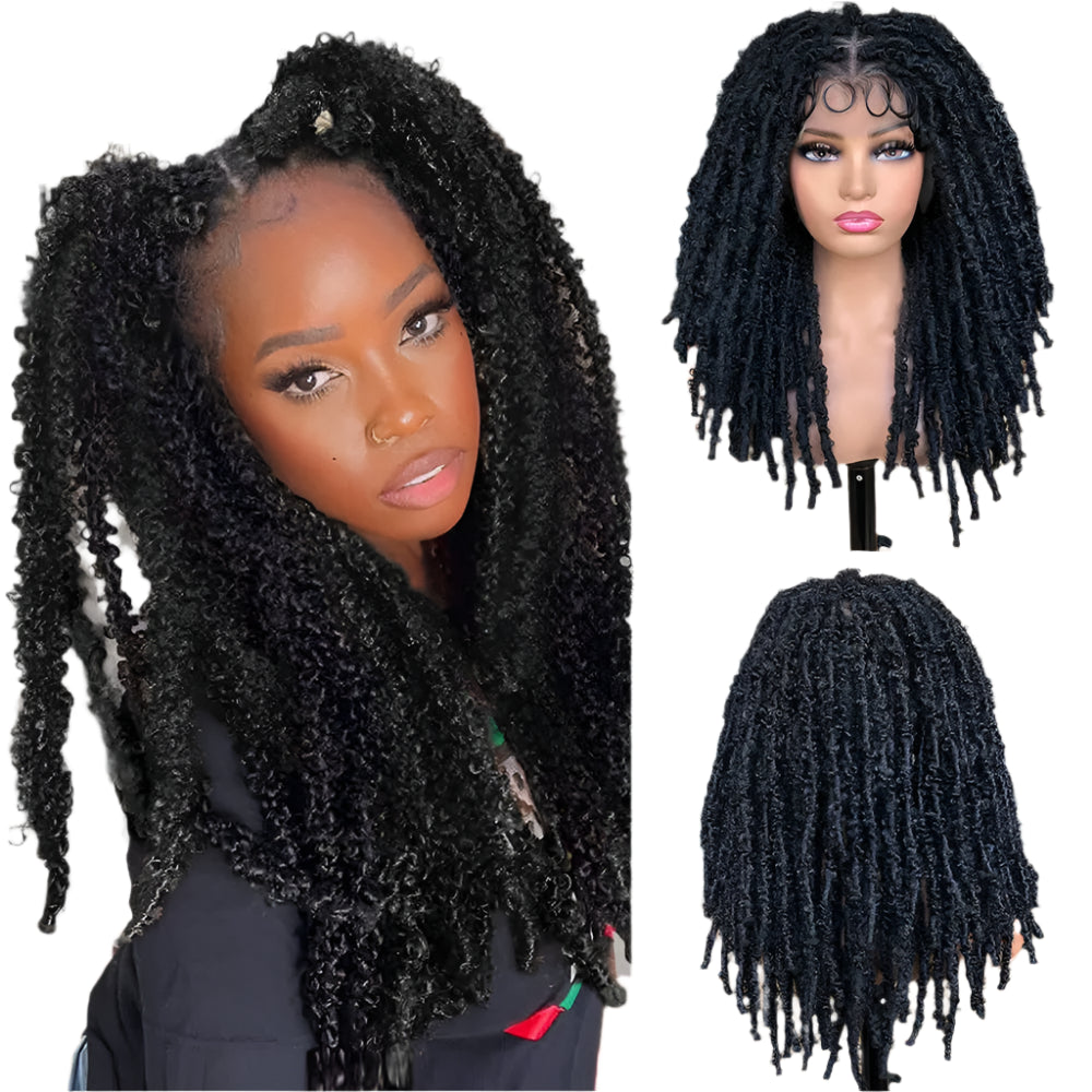 Blue Butterfly Locs Full Lace Braided Wig | 20" Faux Locs | Crochet Hair | Synthetic Braids | Women