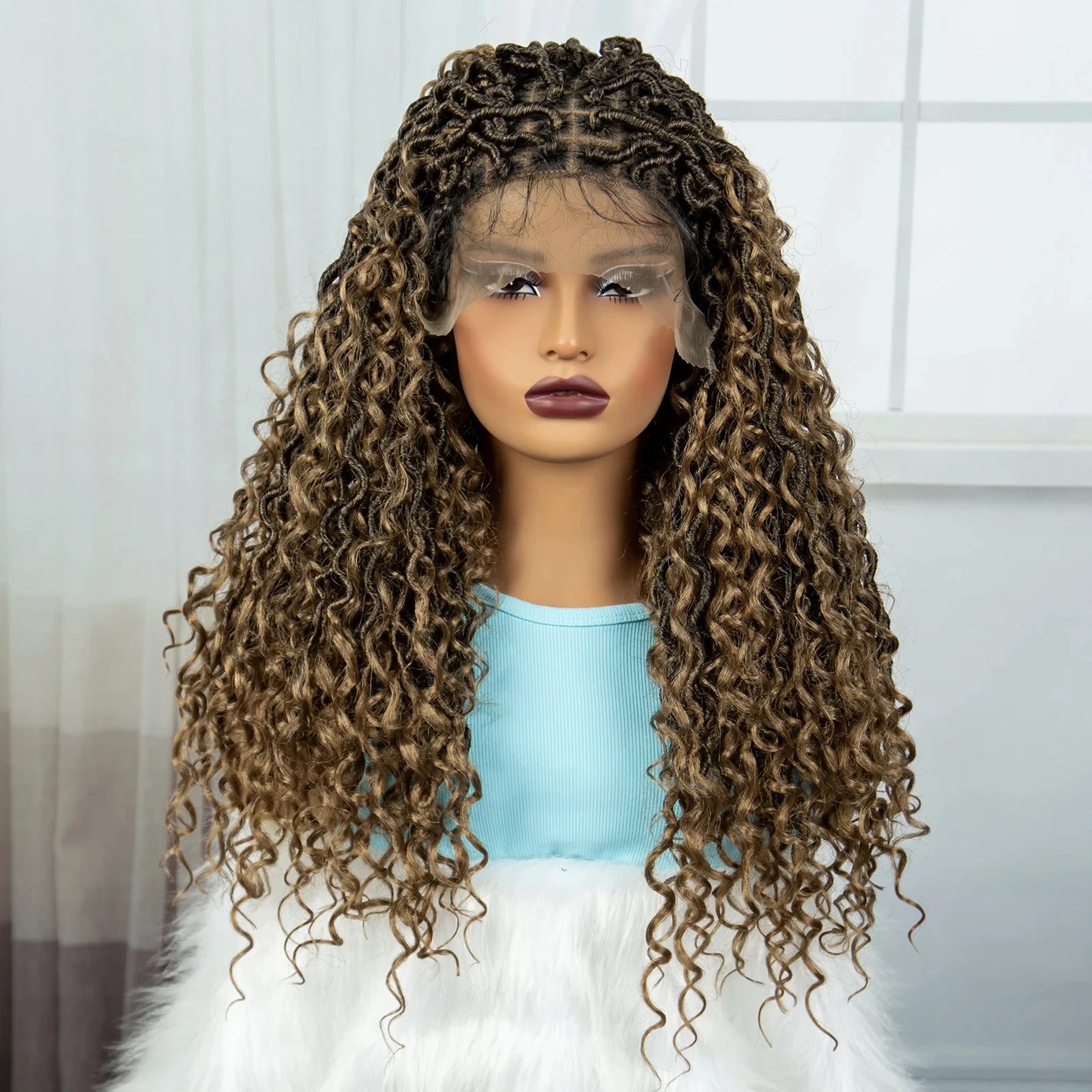 Burgundy Goddess Faux Locs Wig | Curly Ends | Lace Front | Baby Hair Luxegan