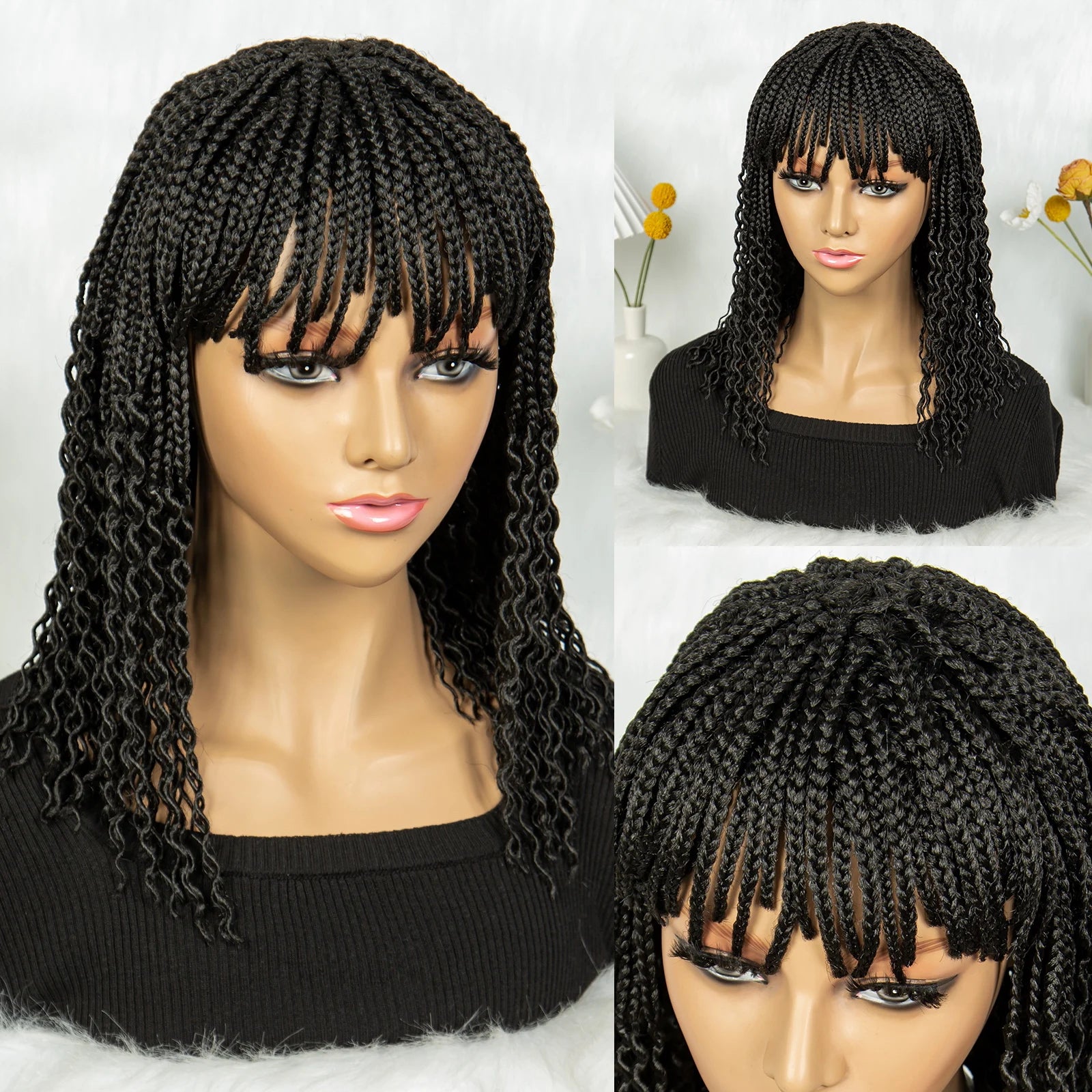 KIMA Colorful Half Twisted Locs Half Braided Bob Wig with Bangs Luxegan