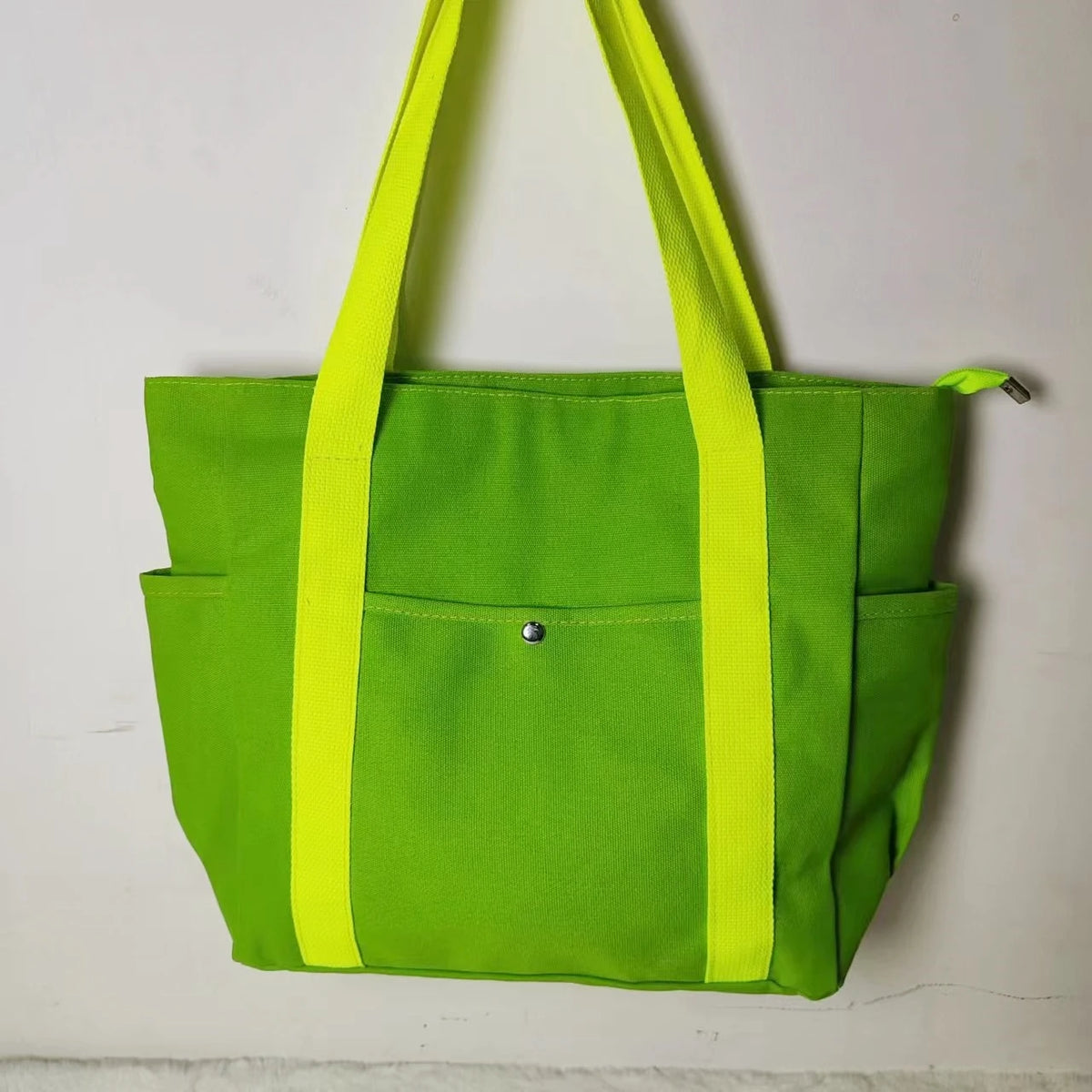 Soft Canvas Preppy Style Large Capacity Tote | Unisex Zippered Commuter Satchel Luxegan