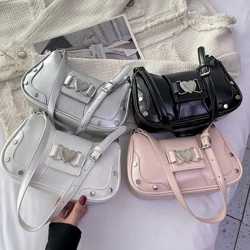 Fashion Women Y2K Armpit Bag | Luxury Design Pleated Underarm Shoulder Bag | Solid Color Hobos Messenger Handbag Luxegan
