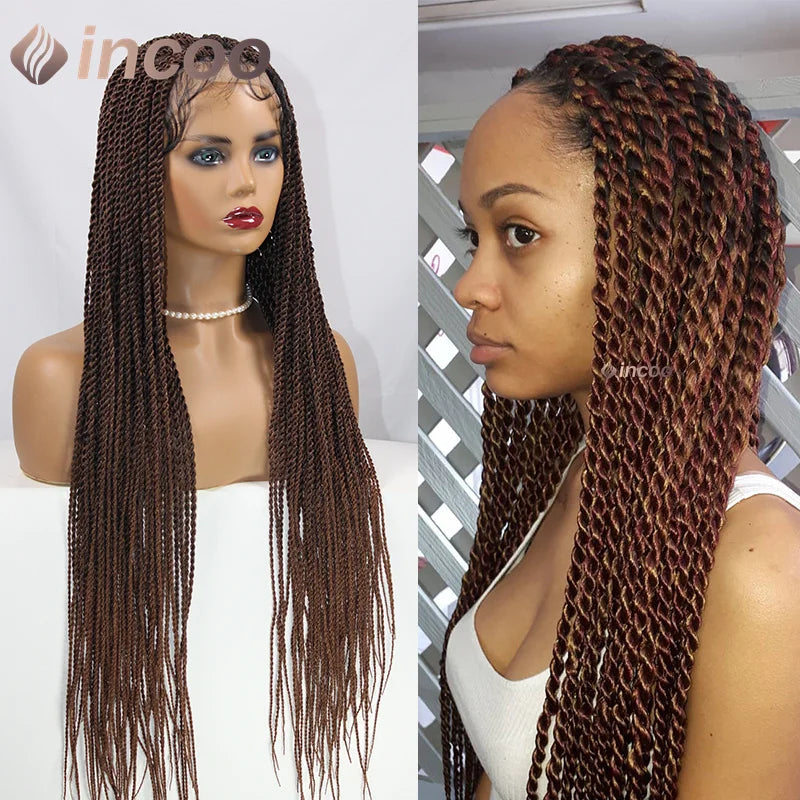 Goddess Faux Locs & Senegalese Twist Lace Front Wig | Box Braids | Full Lace Frontal | Synthetic Braids Luxegan