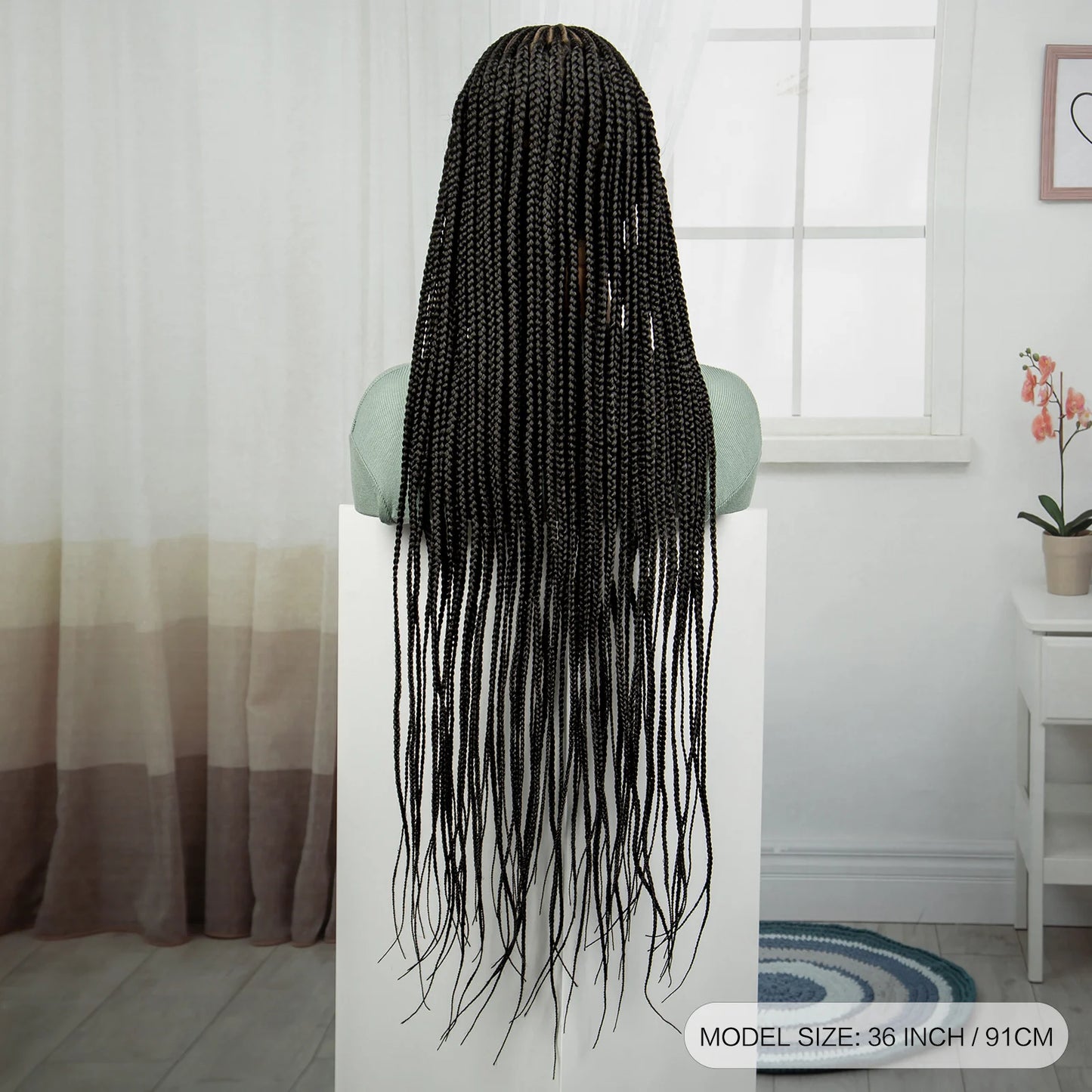 36" Straight Cornrow Knotless Braids Wig | Full Lace | Baby Hair Luxegan
