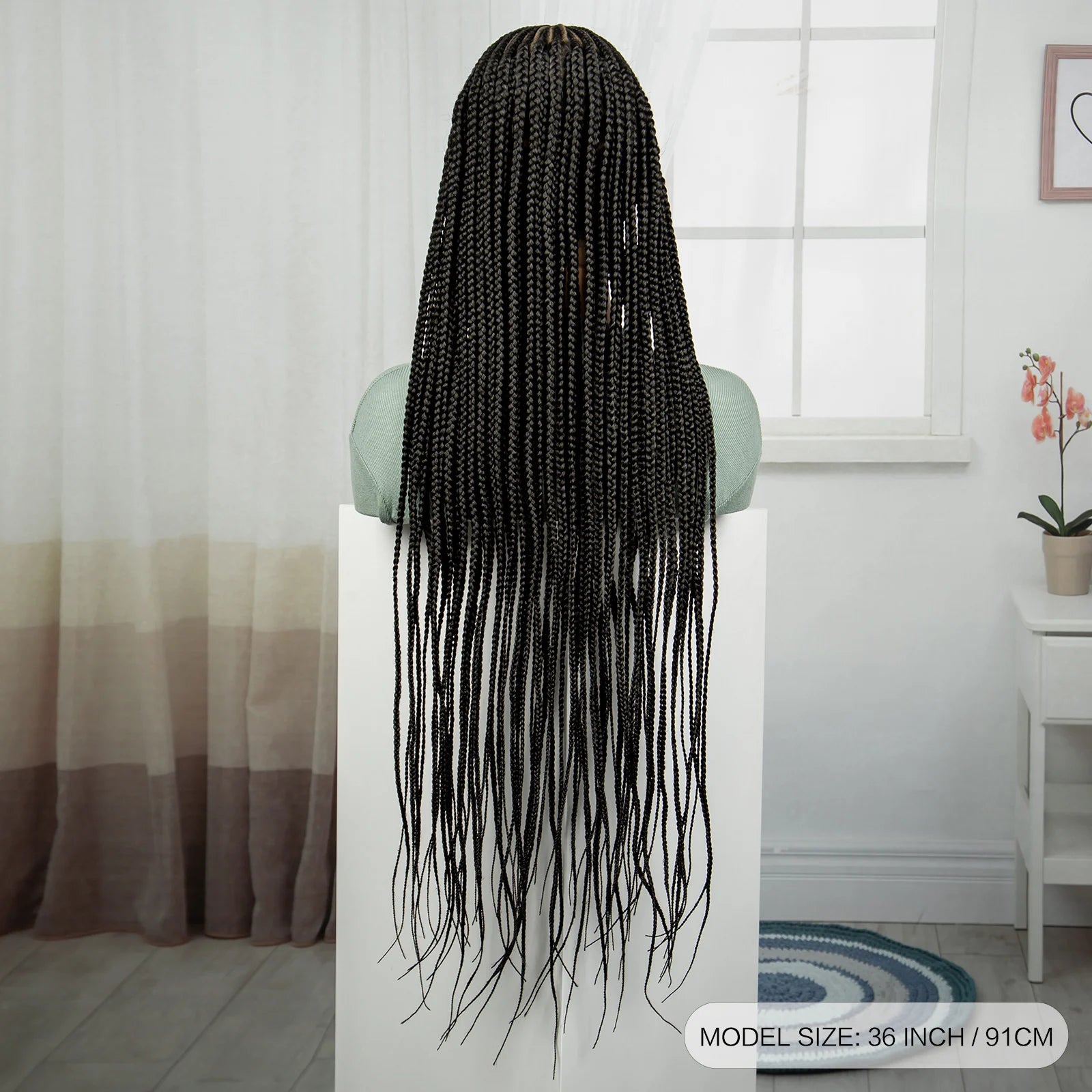 36" Straight Cornrow Knotless Braids Wig | Full Lace | Baby Hair Luxegan