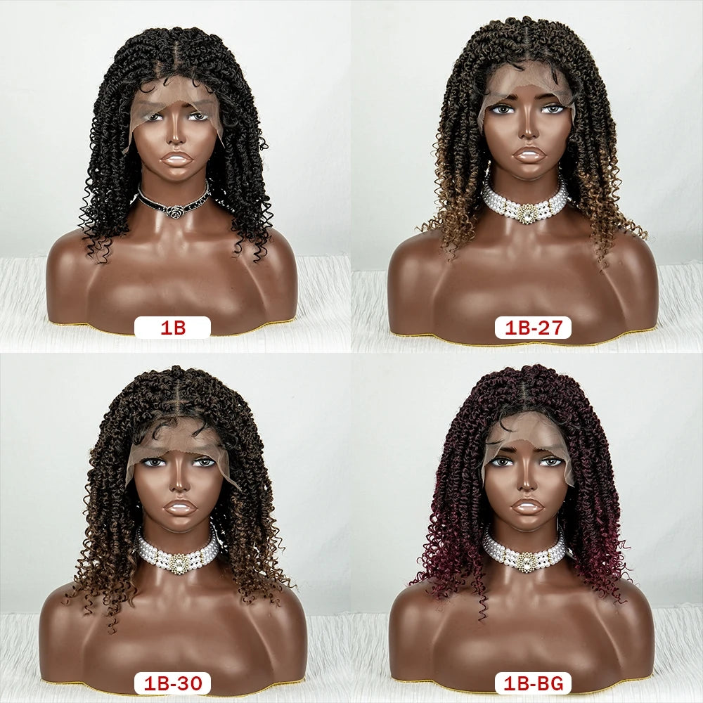 Short Curly Crochet Braided Wig with Baby Hair | Knotless Lace Front Wig for Black Women | Synthetic Braids Luxegan