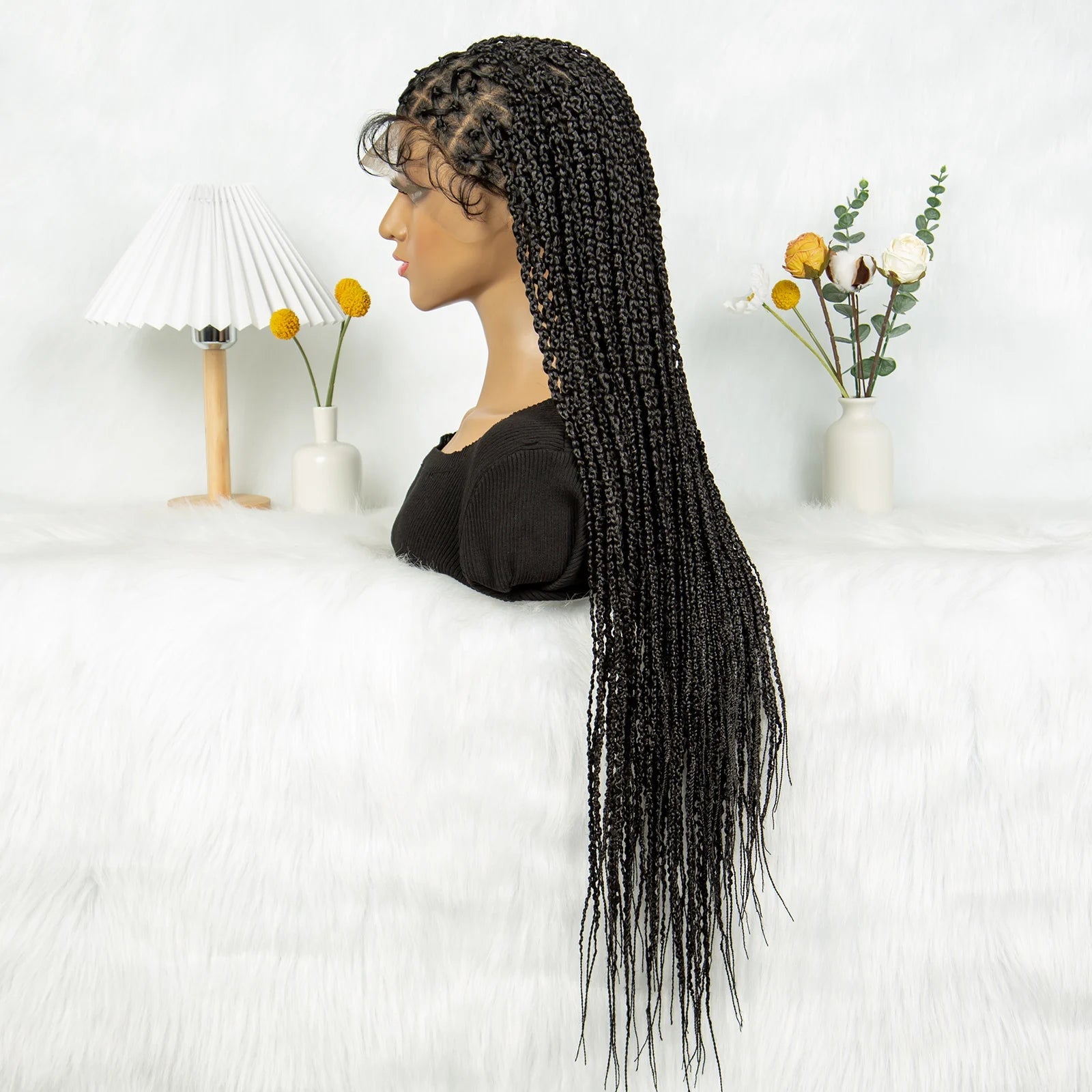 36" Criss Cross Braided Wig | Full Lace | Baby Hair | Large Cap | Synthetic Braids Luxegan