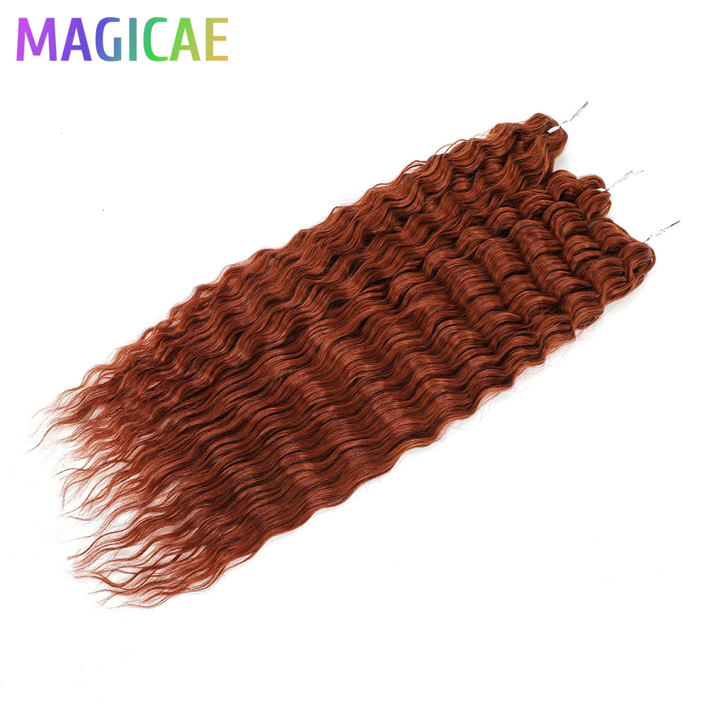 22 Inch Deep Water Wave Crochet Braids – 3 Pcs 300g Bio-Protein Synthetic Hair Bundles for Women