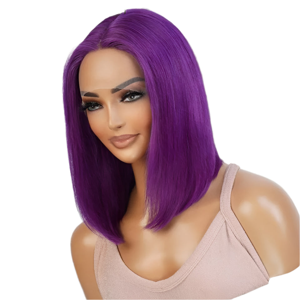 Rebecca Purple Bob Wig | 13x5x1 Transparent Lace Front Human Hair Luxegan