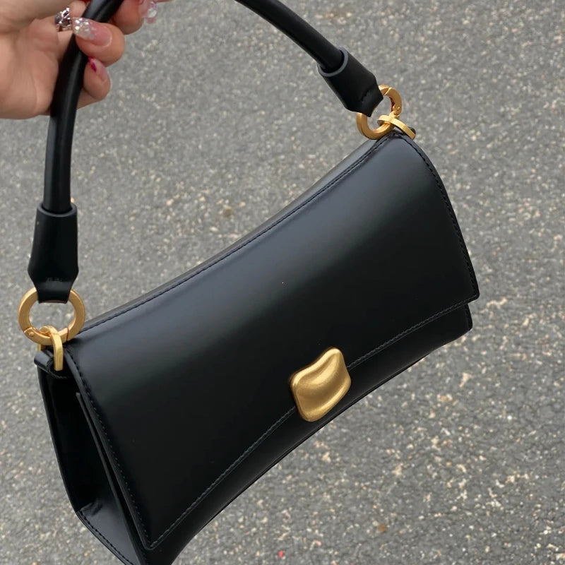 Structured PU Leather Flap-Lock Bag Luxegan