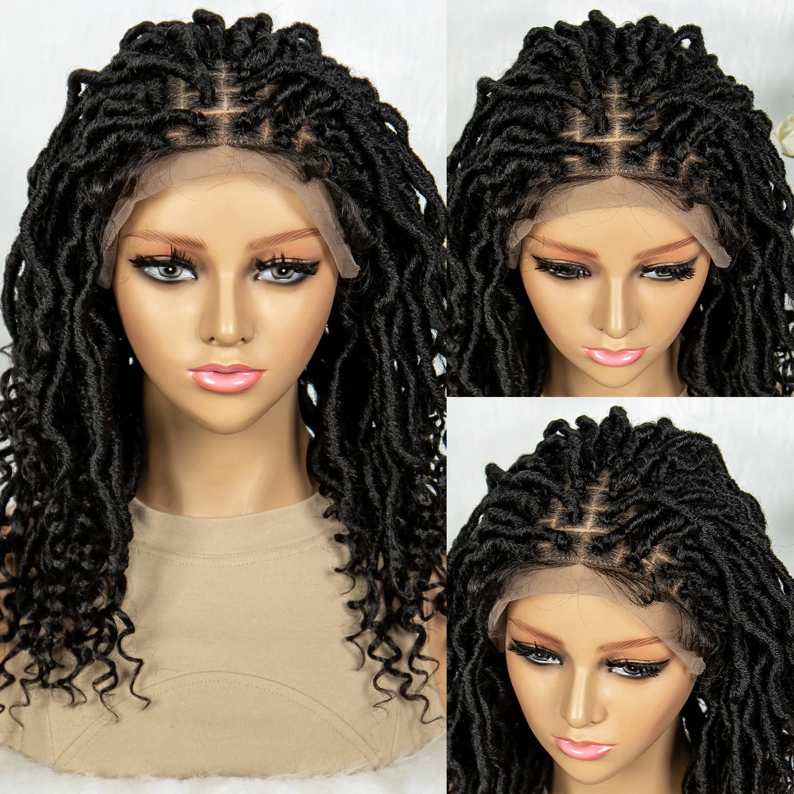 Lightweight Cornrow Braids Wig with Curly Ends | Lace Front Luxegan