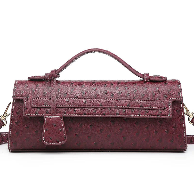 Hot Brand Design Serpentine Handbag | Luxury Ostrich & Snake Print Shoulder Bag | Fashionable Long Flap Messenger for Work, Travel & Parties Luxegan