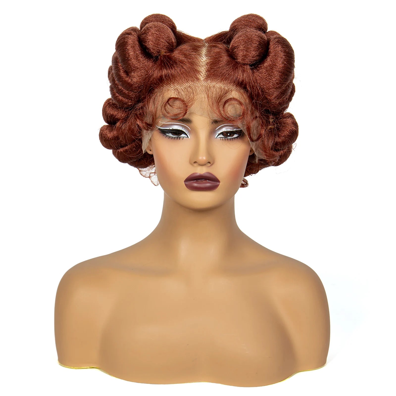 Ginger Orange Bantu Knotless Braids Wig | Full Lace | Short Bob | 350# Luxegan