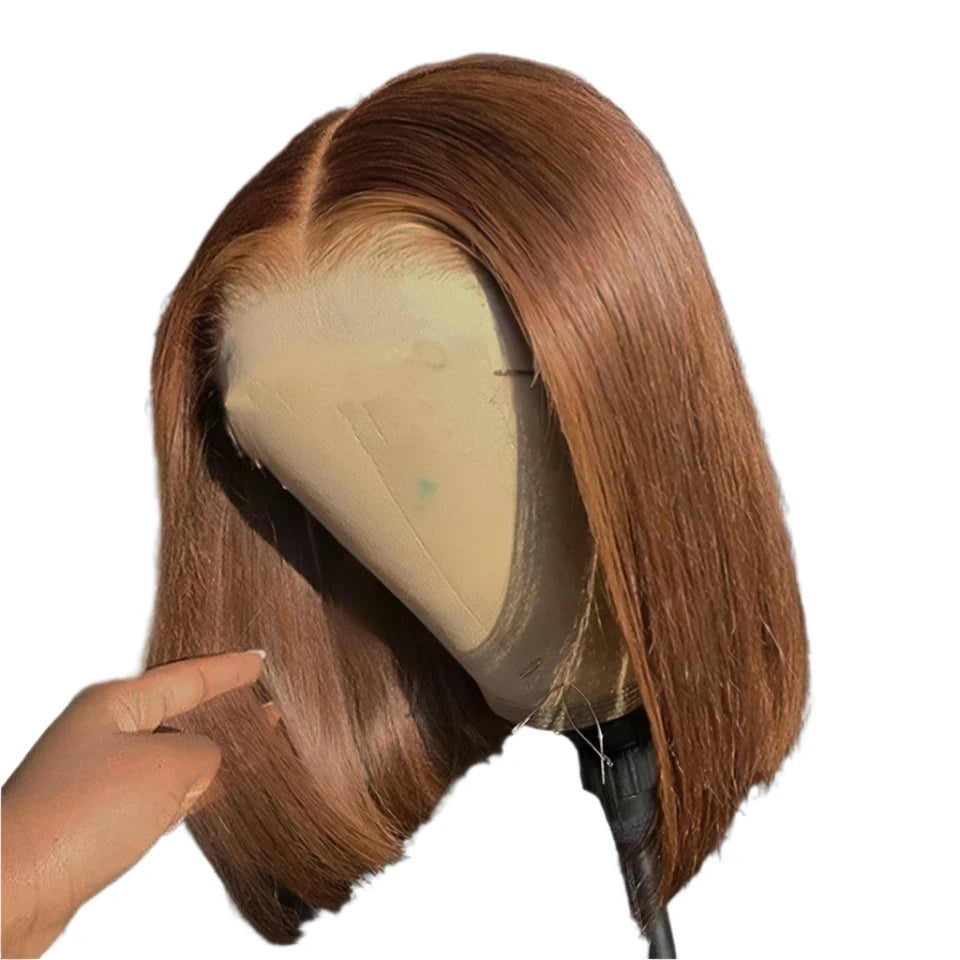#4 Chocolate Brown Bob Wig | Glueless | Ready To Wear | Brazilian Hair | Human Hair | Straight | Invisible | Closure Wigs For Women - Luxegan