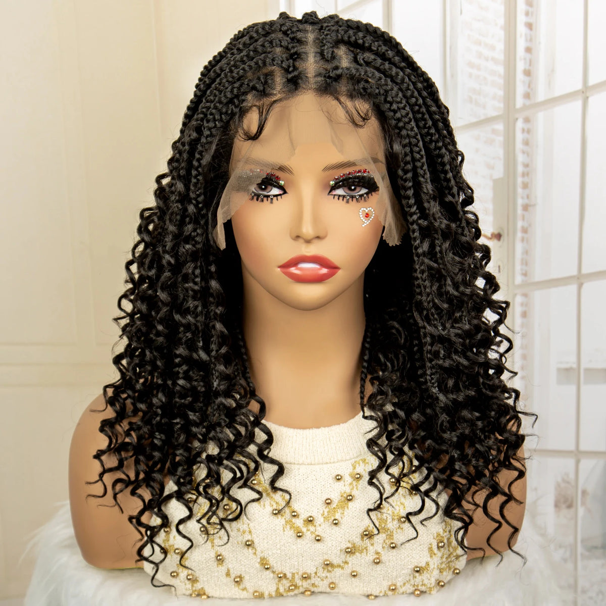 14" Burgundy Box Braids Wig | Full Lace | Kanekalon Fiber | Boho Braids | For Women