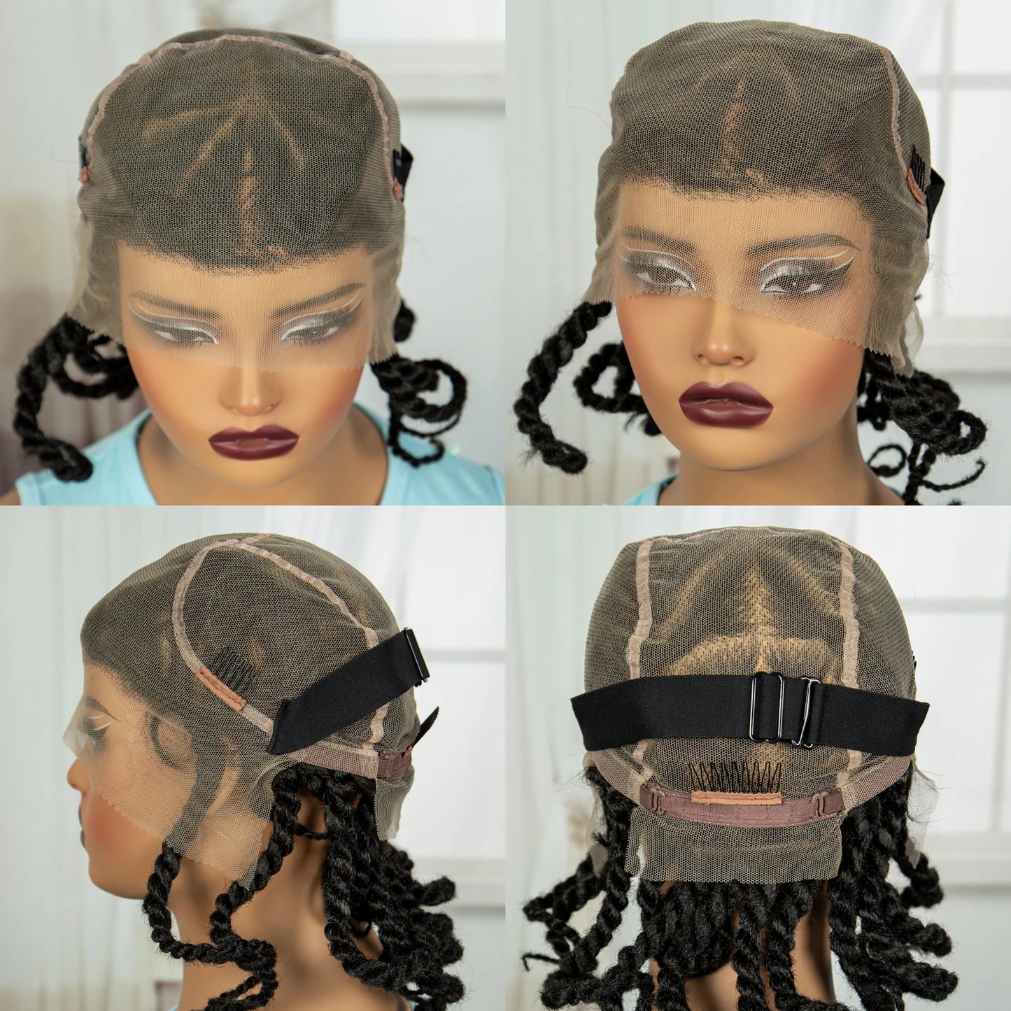 12" Handmade Bantu Knotless Braids Wig | Transparent Full Lace | Baby Hair Luxegan