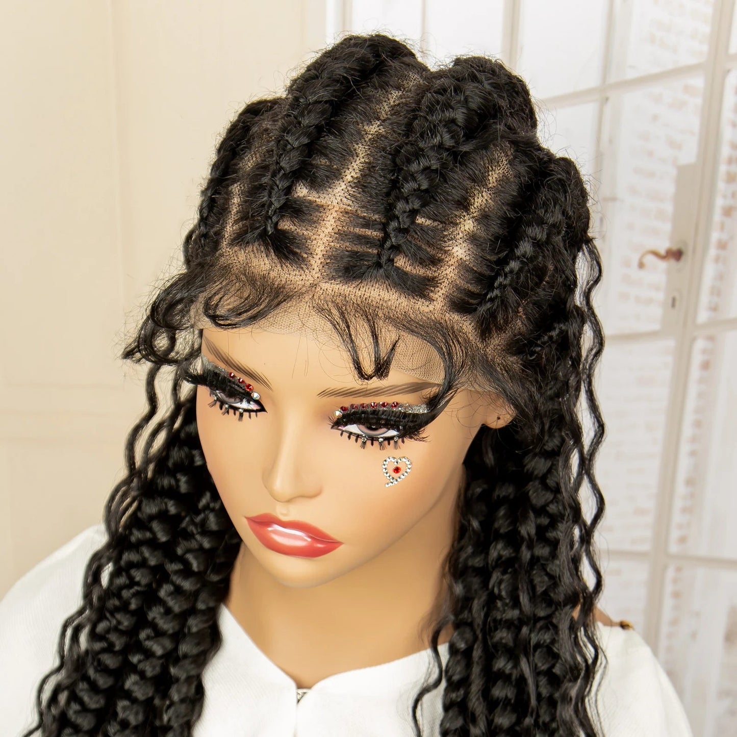 Boho Cornrow & Knotless Box Braids Wig | Full Lace | Kanekalon Hair | Women's Braided Wig Luxegan