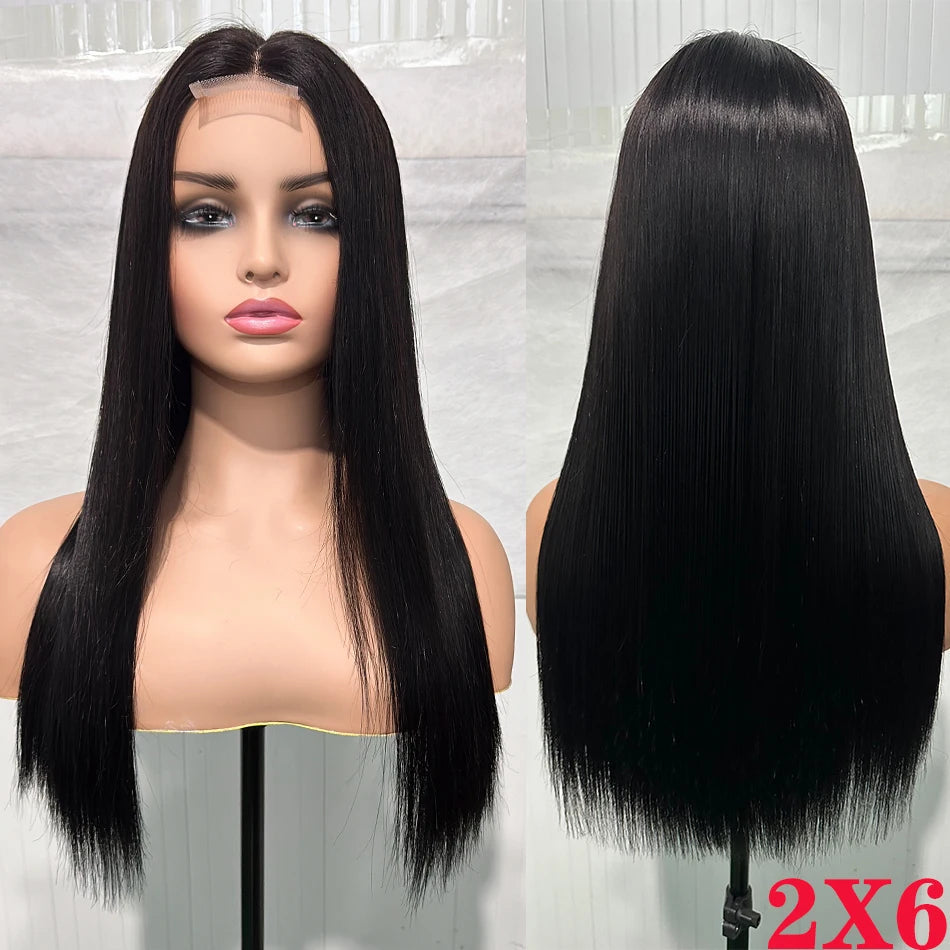 100% Unprocessed | Remy Human Hair | Bone Silky Straight | Indian Hair Closure Wig | Wear And Go | Glueless Luxegan