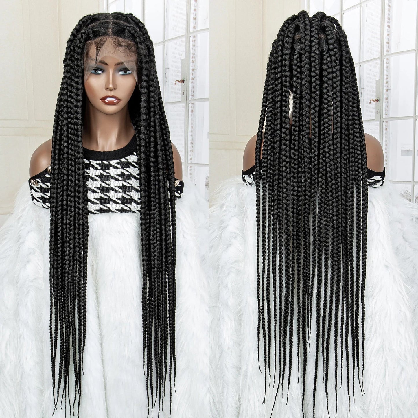 Jumbo Cornrow & Knotless Box Braids Wig | Full Lace | Baby Hair | Black Women Luxegan