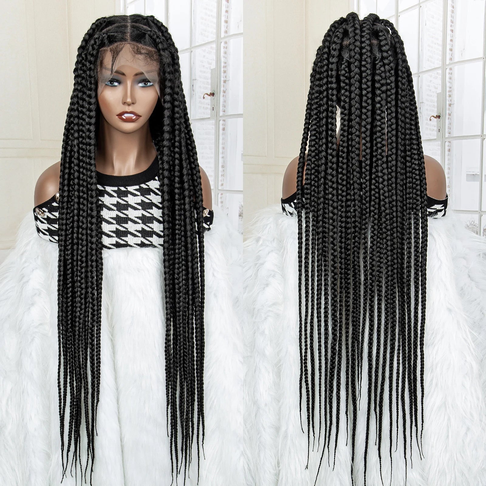 Jumbo Cornrow & Knotless Box Braids Wig | Full Lace | Baby Hair | Black Women Luxegan