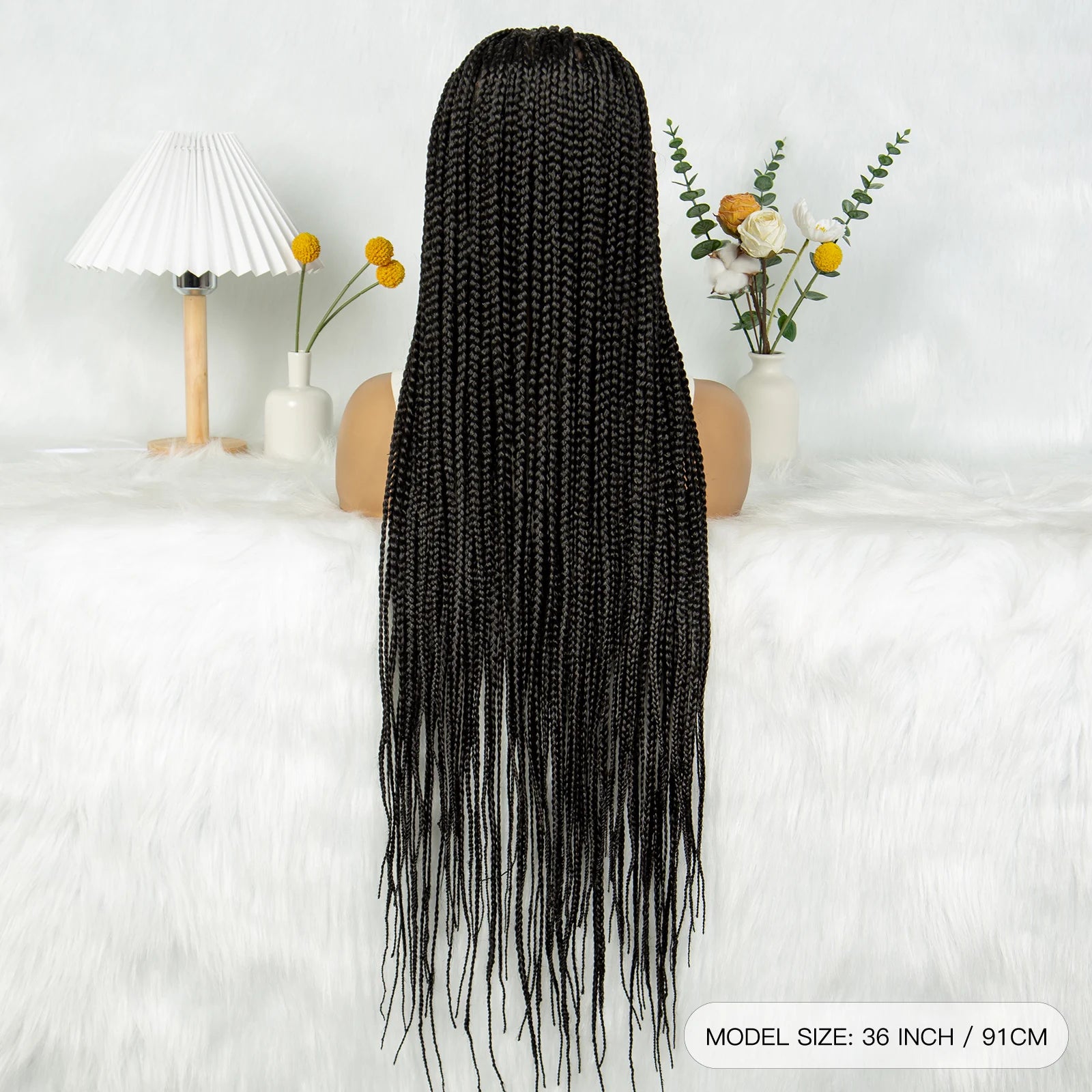 KIMA 36" Knotless Triangle Box Braids Wig | Transparent Full Lace Luxegan