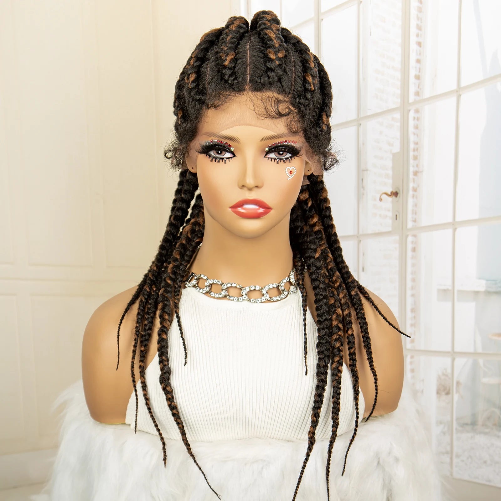 24" Ponytail Braided Wig | Knotless Twists | Lace Frontal | Baby Hair | Kanekalon Synthetic Hair | Black Women