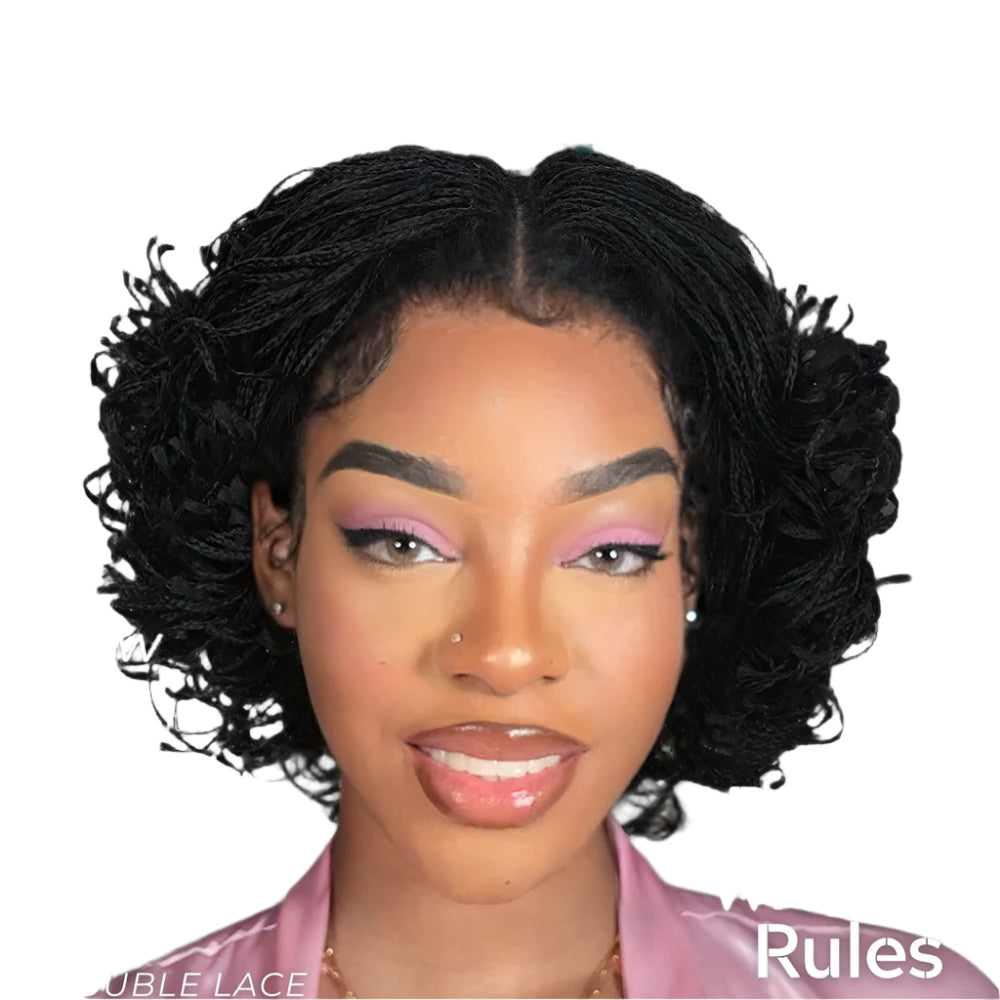 Short Braided Wig | Full Lace 3x Twist Braids | Transparent Lace | Baby Hair | Synthetic Hair
