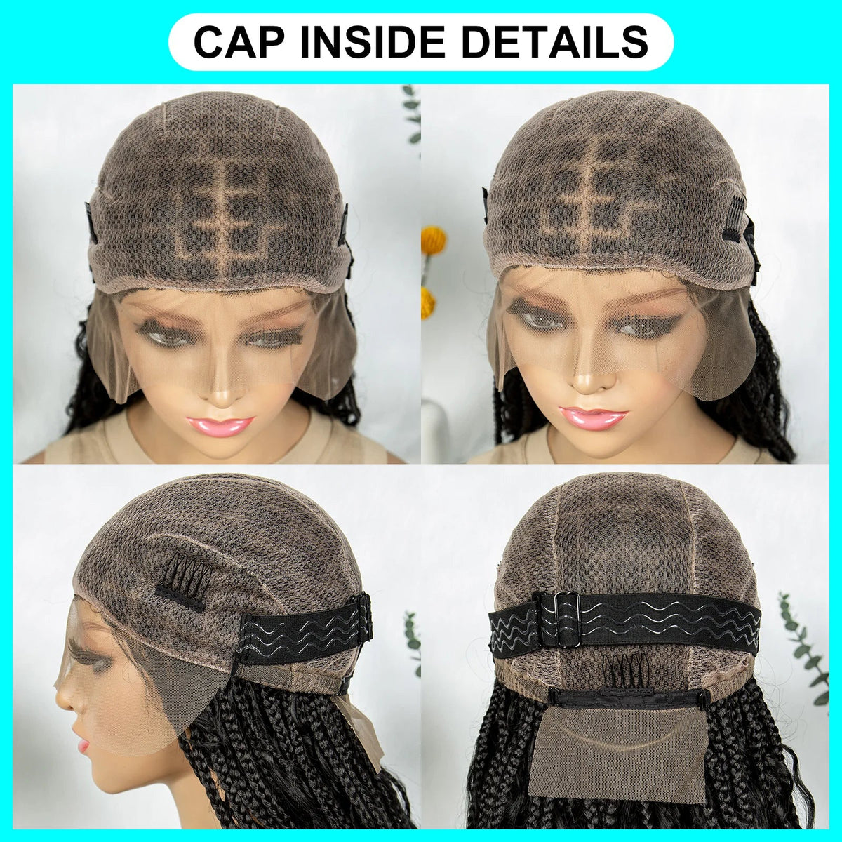 KIMA Boho Braided Wigs 20Inch Transparent Full Lace Wig Synthetic Box Braids Goddess Braided Wigs with Baby Hair for Black Women Luxegan