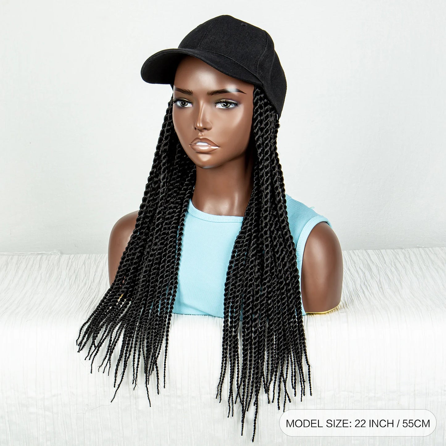 Braided Hat Wig with Twist Crochet Hair | Knotless Box Braids | Baseball Cap Luxegan