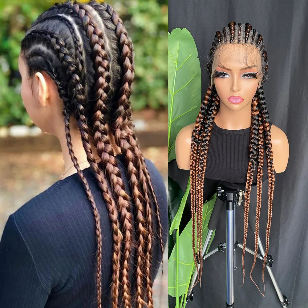 36" Knotless Box Braids Wig | Full Lace | Baby Hair | Natural Look | Synthetic Braids Luxegan